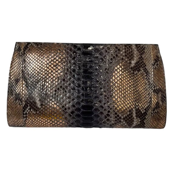$2150 Nancy Gonzalez Gray Rose Gold Python Handbag Clutch - Picture 1 of 12